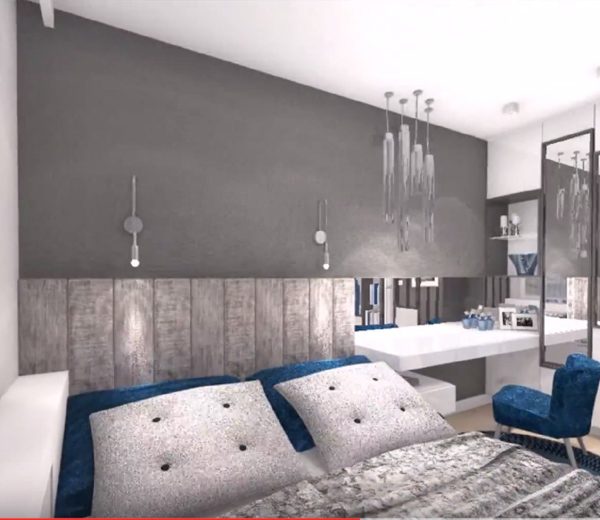 La chambre rénovée en vue 3D pour l'appartement de Lanester